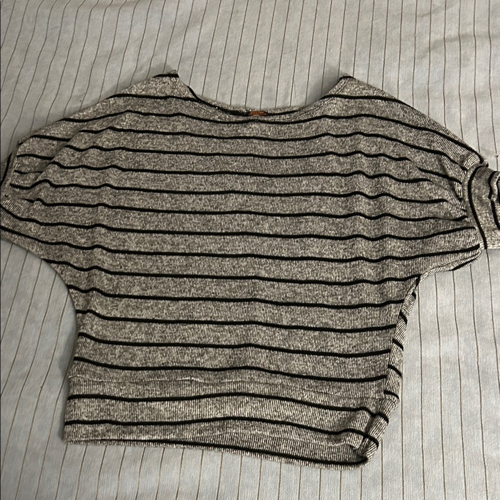 Poof! Black and Gray Striped Crop Top